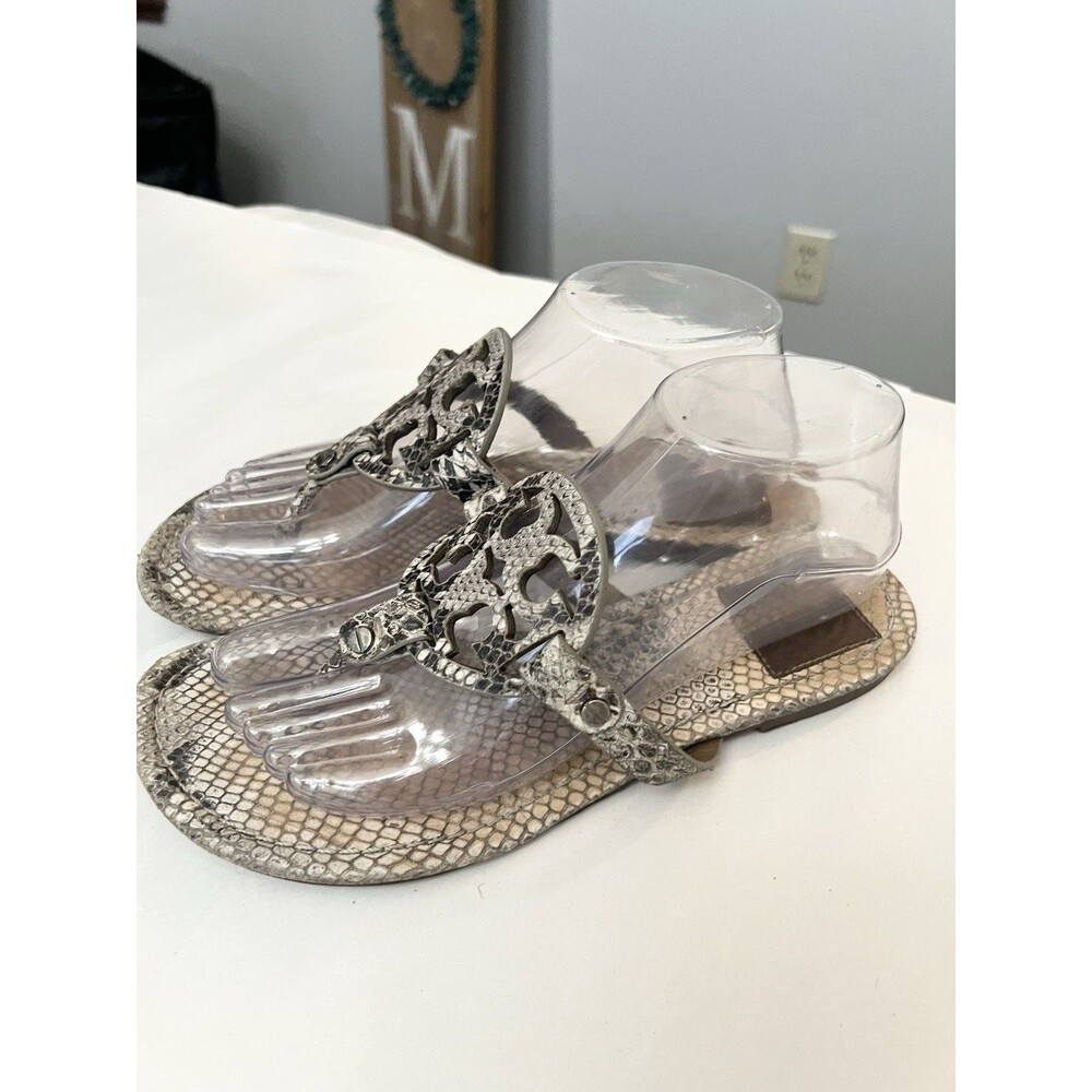 TORY BURCH Miller Thong Snakeskin Python Sandals $235 Size 8 - Picture 2 of 9